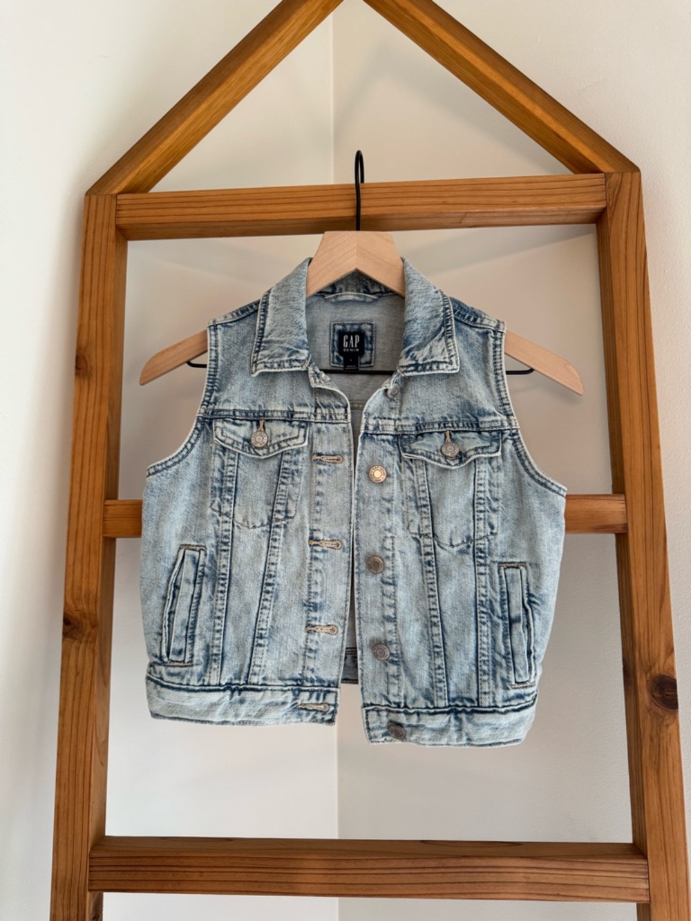 GAP Light Blue Acid Wash Denim Vest